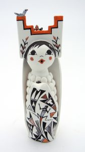 Traditional clay corn maiden handmade and hand painted by Judy Lewis