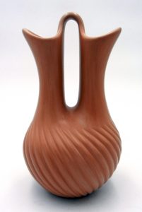 Jemez buff polished melon style wedding vase by Laura Gachupin