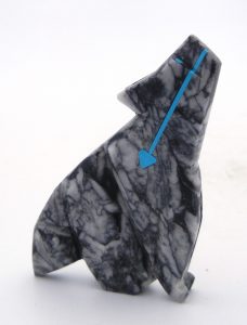 Zuni marble coyote fetish by Kenric Laiwakete