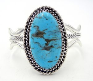 Navajo Kingman turquoise and sterling silver cuff bracelet