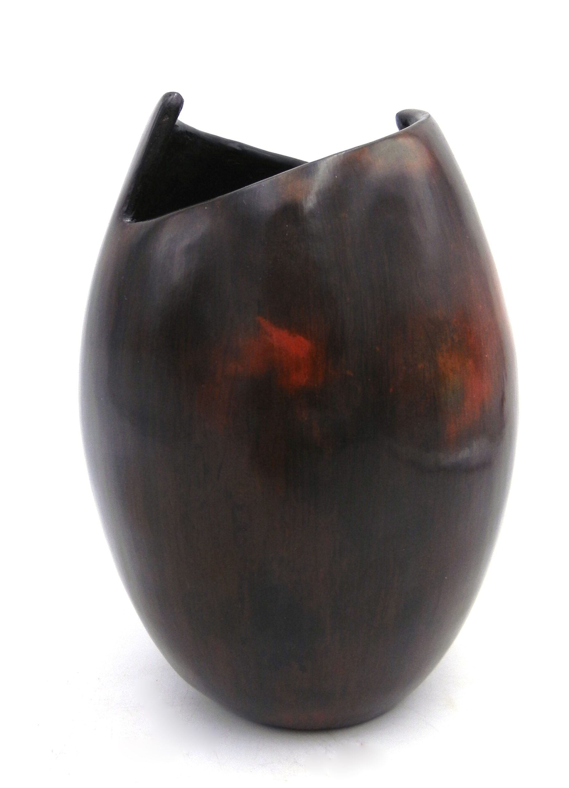 Navajo handmade pine pitch vase with cut out rim by Alice Cling