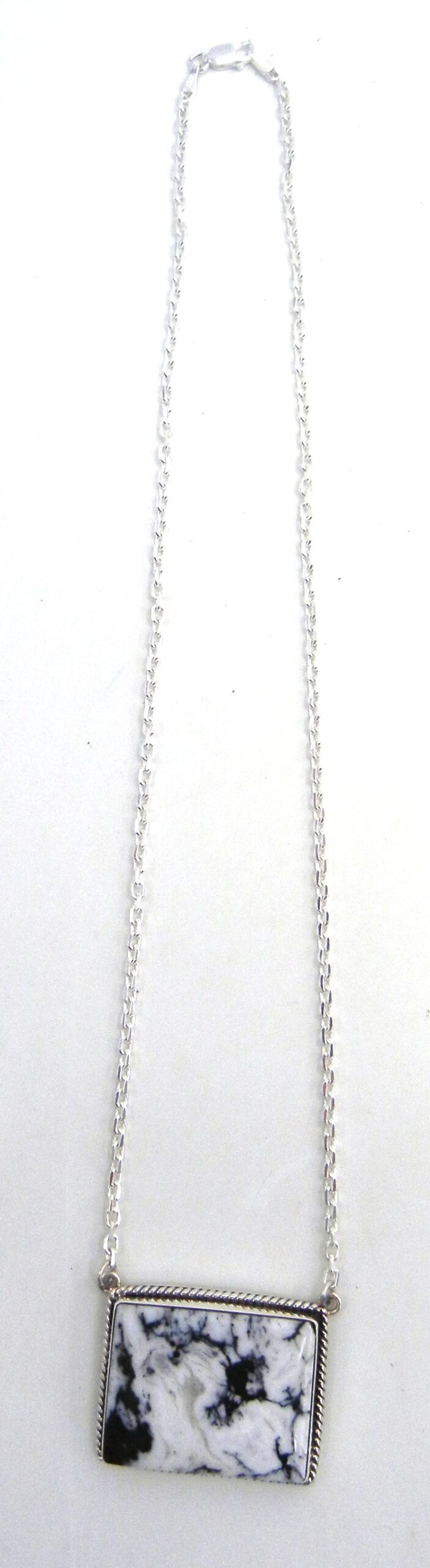 Navajo white buffalo and sterling silver necklace