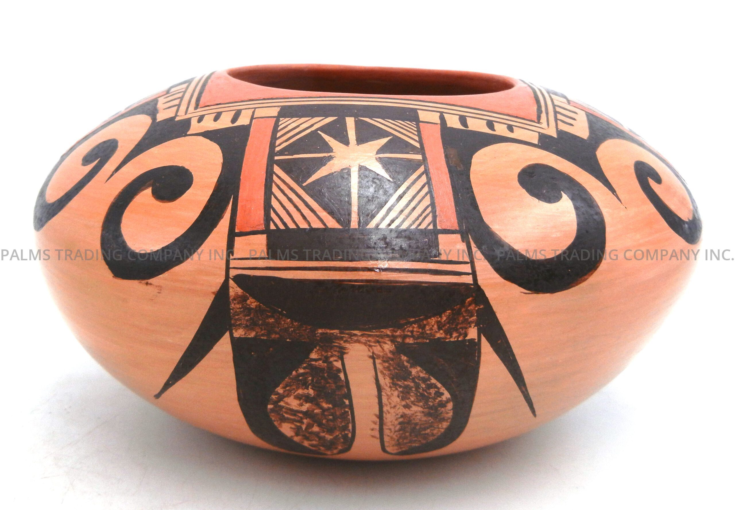 Hopi handmade and hand painted eagle tail design bowl by Adelle Nampeyo