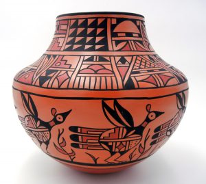 San Felipe/Zuni Large Traditional Bird Jar by Joseph and Nona Latoma