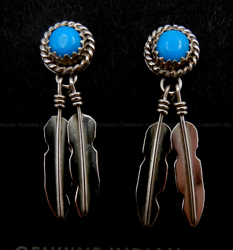 Small Native American Indian Jewelry Sterling Silver Turquoise Post Earrings! 