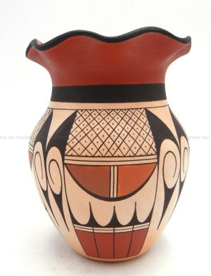 Hopi Stetson Setalla Handmade and Hand Painted Vase with Fluted Rim