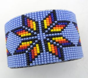 Navajo multi-colored beaded cuff bracelet by Weltin Hoffman