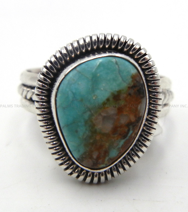 Navajo small contemporary turquoise and sterling silver ring