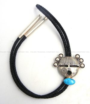 Navajo turquoise and sterling silver maiden bolo tie by Alex Sanchez