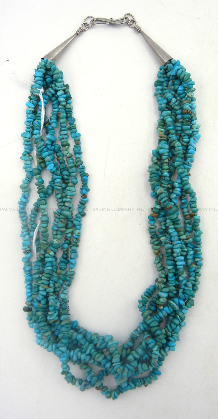 Santo Domingo seven strand Kingman turquoise heishi necklace circa 1970s