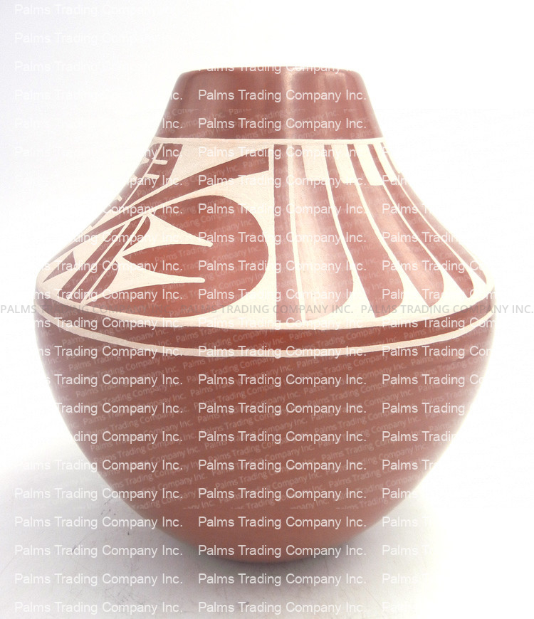 San Ildefonso White on Red Polished Vase by Martha Appleleaf