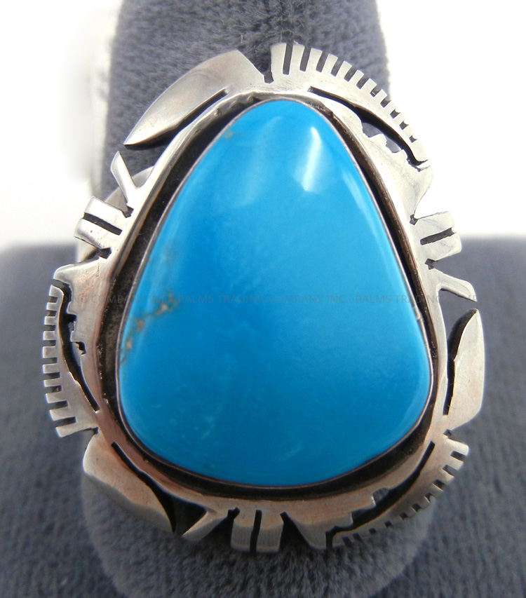 Navajo turquoise and sterling silver ring by Eddie Secatero