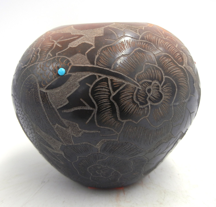 Santa Clara small etched and polished bowl by Gwen Tafoya