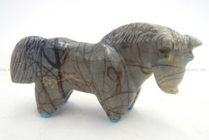 Zuni Picasso marble carved stone horse fetish by Freddie Leekya