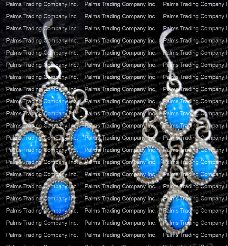 Navajo Royston Turquoise and Sterling Silver Dangle Earrings Stamped