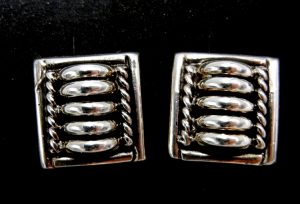 Navajo domed sterling silver post earrings by Thomas Charley