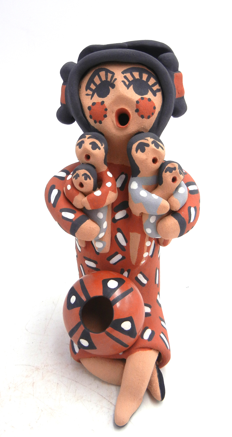 Jemez double sided storyteller figurine with four children by Felicia Fragua