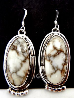 Navajo Wild Horse and sterling silver dangle earrings