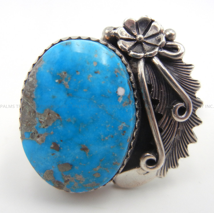Navajo turquoise and sterling silver ring by Peterson Johnson