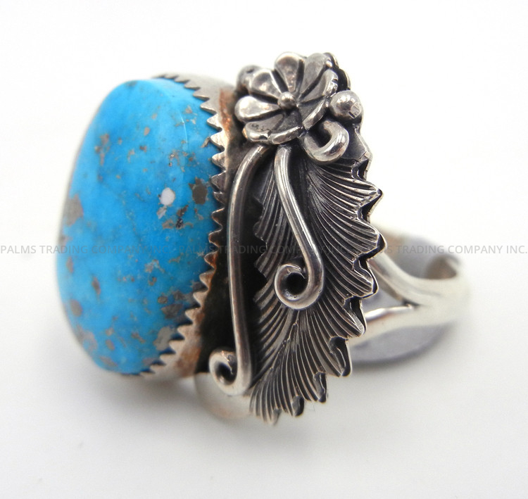 Navajo Peterson Johnson Turquoise and Sterling Silver Ring - Palms Trading  Company