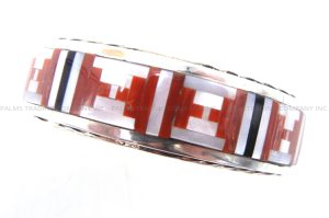 Navajo multi-stone inlay and sterling silver cuff bracelet