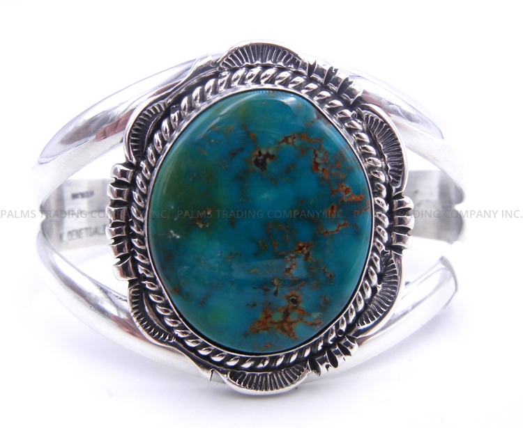 Navajo Royston turquoise and sterling silver cuff bracelet by Will Denetdale