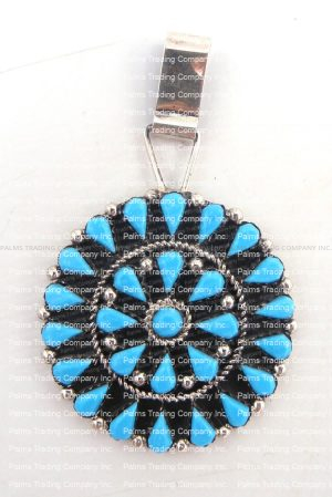 Zuni turquoise and sterling silver cluster pendant