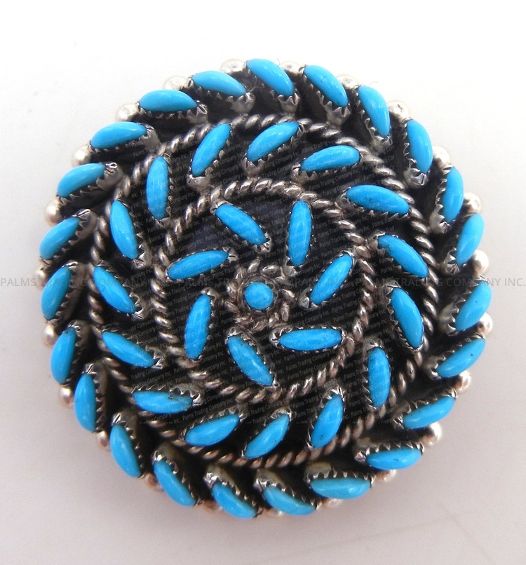 Zuni turquoise needlepoint and sterling silver whirling pin pendant by Irma Octavius