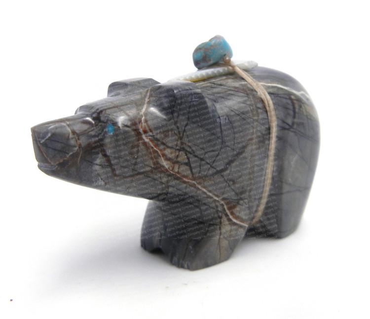 Zuni picasso marble carved stone bear fetish by Wendell Martine