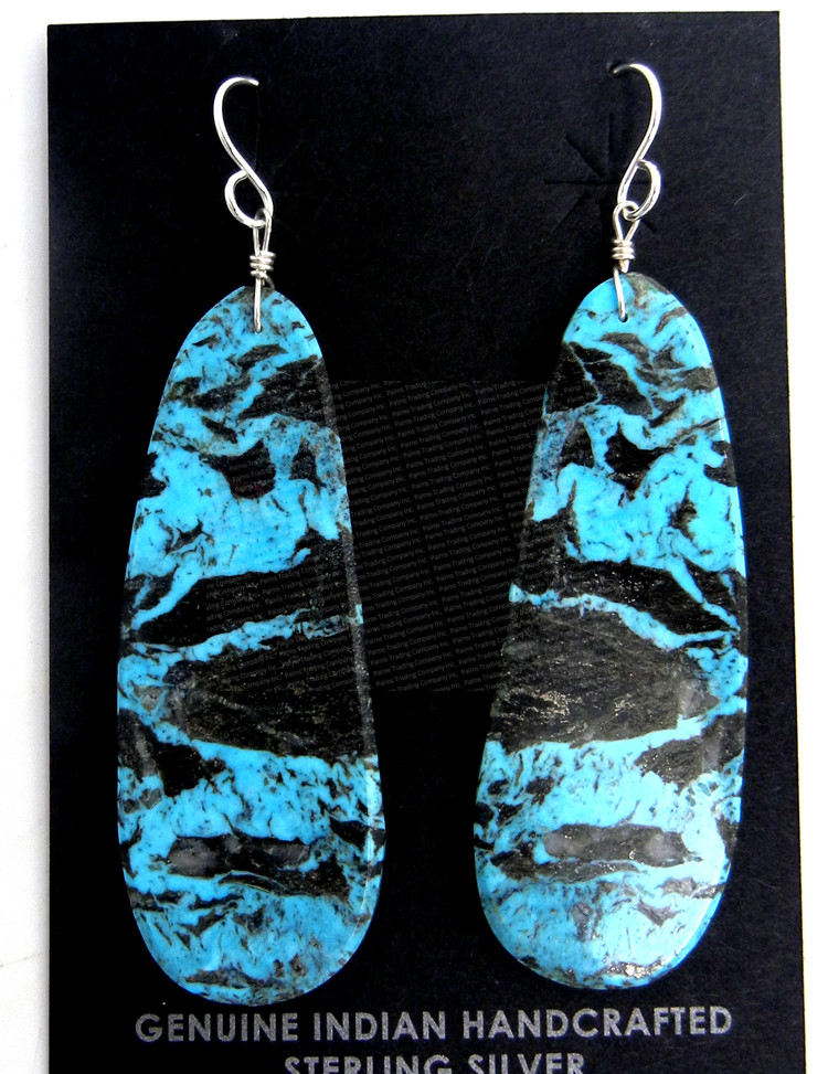 Santo Domingo turquoise slab earrings by Ronald Chavez