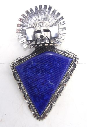 Navajo large lapis and sterling silver Morning Singer pendant by Bennie Ration