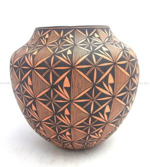 Acoma handmade and hand painted multi-design large jar by Andy Juanico
