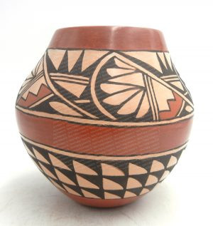 Jemez handmade, hand painted and polished multi-design jar by Juanita Fragua