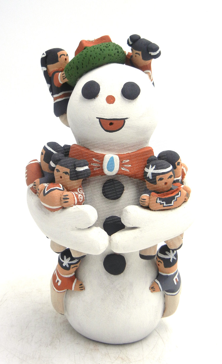 Jemez snowman figurine with eight children by Sharela Waquie