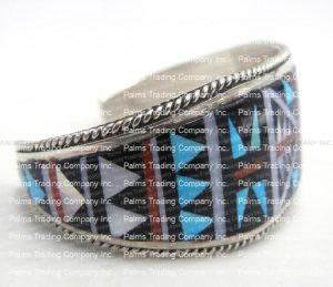 Zuni Multi-Stone Inlay and Sterling Silver Cuff Bracelet