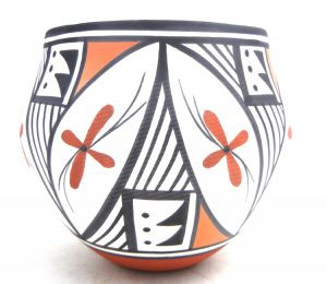 Acoma handmade and hand painted polychrome springtime pattern jar by David Antonio