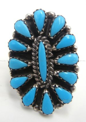 Zuni turquoise and sterling silver cluster ring