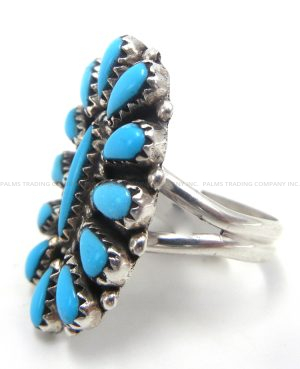 Zuni Turquoise and Sterling Silver Cluster Ring