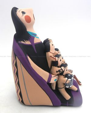 Jemez Diane Lucero Large Handmade Seated Storyteller with Six Children and Dog