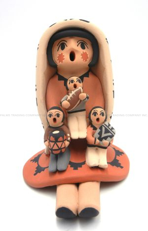Jemez seated storyteller with three children by Chrislyn Fragua