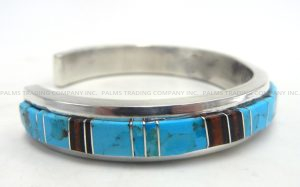 Navajo Multi-Stone and Sterling Silver Inlay Cuff Bracelet