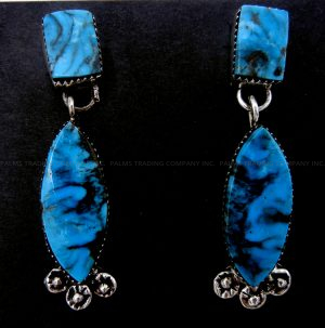 Navajo double turquoise and sterling silver dangle earrings by Selina Warner