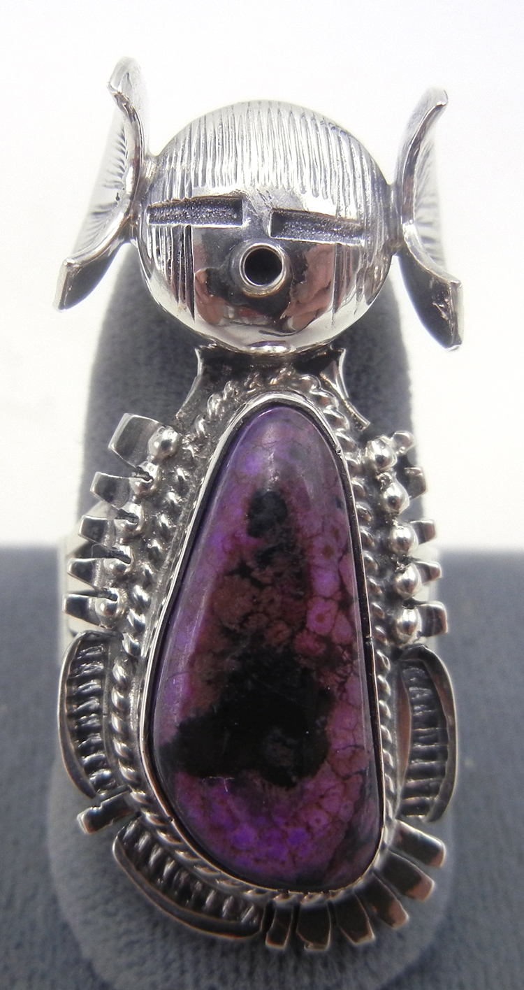 Navajo sugilite and sterling silver maiden ring by Bennie Ration