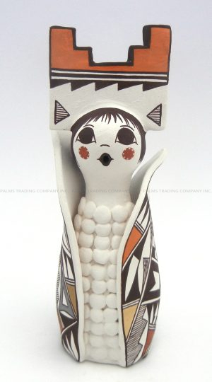 Acoma handmade and hand painted small corn maiden figurine by Judy Lewis
