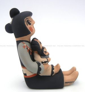 Jemez Chrislyn Fragua Small Handmade Seated Storyteller with One Child and Two Babies