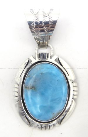 Navajo larimar and sterling silver pendant by Racquel and Leonard Hurley