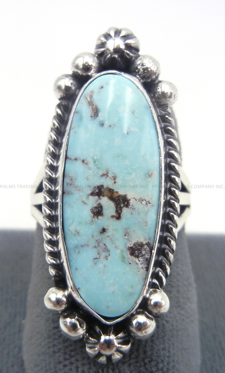 Navajo Will Denetdale Dry Creek Turquoise and Sterling Silver Ring - Palms  Trading Company