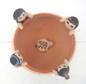 Jemez handmade and hand painted friendship bowl with four children and turtle by Marie Toya