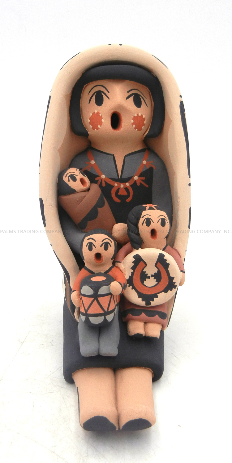 Jemez seated female storyteller with three children by Chrislyn Fragua