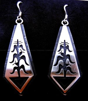 Hopi sterling silver overlay corn stalk dangle earrings